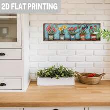 1 szt., zabytkowy, żelazny znak ścienny, kolorowa donica ogrodowa z motywem tulipanów, stokrotek i motyli, dekoracja w stylu wiejskim, odpowiednia na werandę, do ogrodu, kuchni, patio – ręcznie robiona, nie wymaga prądu, dekoracja ogrodu, dekoracja ścienna w stylu wiejskim, żywy, płaski element artystyczny