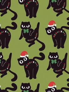 1 cuộn Giấy gói quà Giáng sinh | Nền xanh lá cây có mũ ông già Noel và nơ, họa tiết mèo đen - Thích hợp để gói quà, trang trí ngày lễ, tạo không khí tiệc tùng và sự kiện theo chủ đề - 500cm*43,2cm, Phụ kiện gói quà Giáng sinh, trang trí Giáng sinh, lý tưởng để làm quà tặng ngày lễ - Nhiều màu - Xem 11