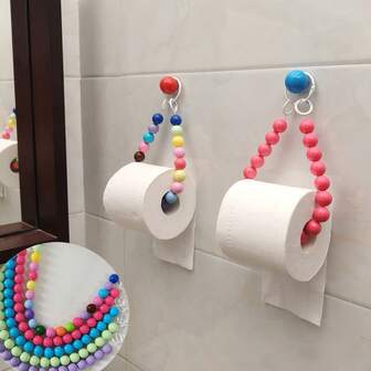 1 件多巴胺串珠卫生纸架，壁挂式卫生纸架带挂钩，浴室无纸悬挂收纳整理器