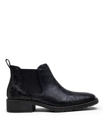 Botas Chelsea para hombres, botas de tobillo casuales de slip-on, botas occidentales de cuero con relieve impermeables, botas occidentales de cuero, botas de tobillo estilo vaquero