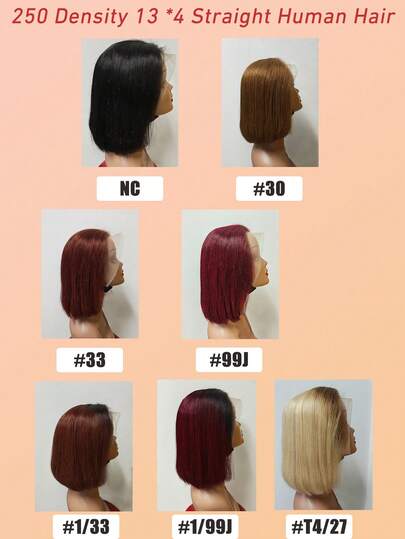 Peruka z krótkimi, prostymi włosami typu bob z podkreślonymi refleksami, 13x4, peruka z koronką z przodu z ludzkich włosów, dla kobiet, peruka z ludzkich włosów typu bob bez kleju, peruka o gęstości 250, 10 cali, kolor bordowy, ombre, brązowy, prezent świąteczny dla kobiet, stylowe uzupełnienie fryzury, fryzura na wakacje, naturalny wygląd, podstawy, przezroczysta koronka, idealna do codziennego użytku i na ważne okazje, peruka z ozdobami świątecznymi