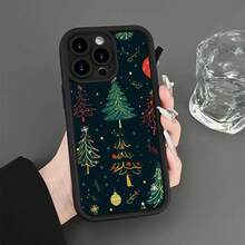 Funda de teléfono nueva con sensación espacial, diseño de árbol de Navidad, adecuada para iPhone 16 15 14 13 12 11 Pro Max Plus 8 7SE2 SE3 XS XR y otros teléfonos inteligentes, funda suave negra con absorción de impactos - Negro - Ver 4