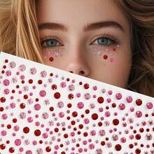 975Pcs Face Gems Hair Gems, Self-Adhesive Face Jewels Eye Jewels Rhinestones 3/4/5/6 Mm DIY Face Gems Stick On, Hair Body Rhinestones Gems Crystals Pearls For Face Makeup, Crafts (Gem_red+Pink+Rose){Inchcolor_nameinch:Inchgem_red+Pink+Roseinch} - 寶石紅+粉紅色+玫瑰 - 查看 5