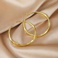 Women's Gold Oversized Round Statement Earrings - Smooth Surface Chic Fashion Jewelry | Versatile Everyday & Special Occasion Wear - Vàng - Xem 7