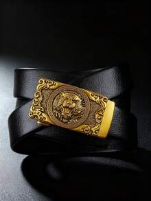 1 pieza Cinturón de cuero clásico con relieve para hombres, adecuado para trajes, vaqueros, ropa casual, gran idea de regalo - Multicolor - Ver 3