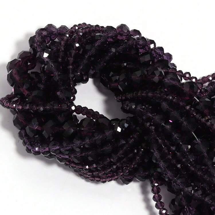 1颗3/4/6/8/10毫米透明深紫色刻面玻璃水晶珠，闪亮隔珠，时尚休闲百搭奥地利风格手工DIY串珠，适用于耳环/手链/脚链/项链等珠宝制作/圣诞装饰/节日装饰/婚礼装饰/橱窗装饰/包包及服装配饰 - 深紫色 - 查看 4