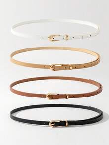 4pcs New Stylish Simple Durable Women's Belts - Highly Decorative, Suitable For Skirts & Jeans, Multifunctional For Summer & Daily School Use - 彩色 - 查看 2