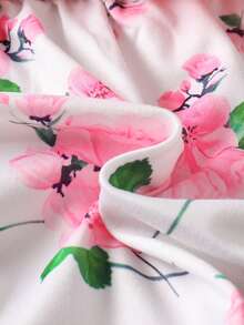 Baby Girls' Fashion Casual Chic Cute Bow & Floral Print Round Neck Sleeveless Dress With Long Sleeve Cardigan Set, Spring/Autumn/Winter - Pink - View 8