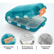 Reise Pillenorganizer - tragbare, taschengroße Pillendose mit 10 Fächern. Kompakt und praktisch zum Aufbewahren von Fischöl, Kalziumtabletten, Vitaminen und Pillen. Doppelschicht-Verschlussdesign für sichere Medikamentenlagerung. Erhältlich in Grün oder Grau. Geeignet für Reisen, Geschäftsreisen und den Heimgebrauch. Medizintasche Pillendose Pillencontainer Krankenhaustasche Erste-Hilfe-Set Medizinorganizer Medizinaufbewahrungstasche Reiseessentials Kreuzfahrtessentials Urlaubsessentials