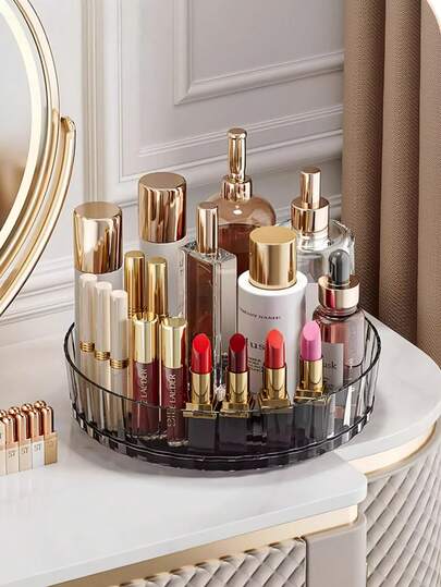 1pc Rotating Storage Tray - Multifunctional Rotating Spice Rack, Countertop Storage Rack, Soy Sauce Bottle Organizer, Large Capacity, Smooth Open-Faced Round Plate Design, Convenient And Quick, Stable Base, High Visibility, Moisture-Proof And Rust-Resistant, Easy To Clean, Wear-Resistant, Suitable For Home, Living Room, Bathroom, Kitchen, Bedroom, Office, Can Also Be Used To Store Other Items And Food.