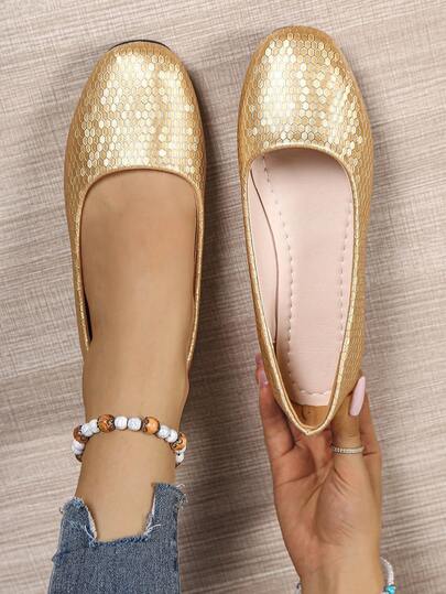 Damen Große Größen Quadratische Zehenform Slip-On Loafer, flache Lässig Arbeitsschuhe, einfarbige Mode Schnallen Ballerinas, ganzjährig