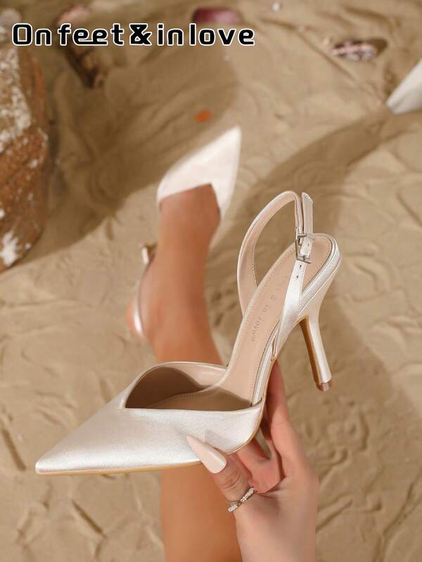 On feet& in love Fall/Winter 2025 Women's Elegant Pointy Toe High Heel Mules, Suitable To Pair With Dresses For Wedding,Elegant,Women Pumps,Elegent