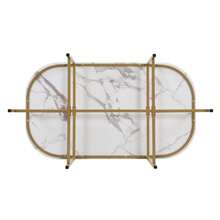 Six-Chair Dining Table Set: (White Table, Chairs With Backrests And Gray Cushions, Black Iron Frame), Dining Room Table And Chair Set, Modern Dining Table Combination (Previous Sku: 308399408AAS) - Gold - View 10