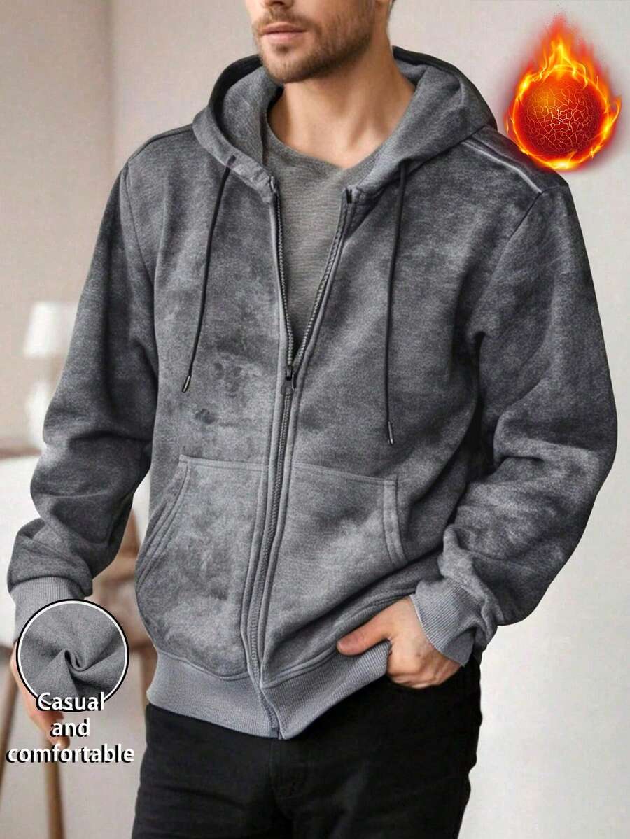 WASSUP OTHER Herren Jacke, Frühling/Herbst Herren Reißverschluss Kapuzenjacke, modisch bequeme Lässig Jacke, Fleece Alltagsjacke vielseitig einsetzbar