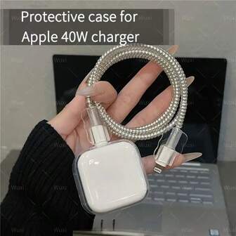 Juego de estuches de carga rápida de 40W (4 piezas) compatible con Apple - Plástico, negro/blanco, compatible con los últimos modelos Apple 17/17 Pro, diseñado para ser compatible con el cargador Apple de 40W, protección de cable, diseño de moda, estuche protector de alta calidad