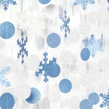 SnowflakeSnow SilverBlue Christmas PartyDecorations Garland 58Ft White Winter Wonderland Frozen Hanging Paper Streamers BannerBirthday Baby Bridal Shower Wedding New Year Supplies Decor Ouruola - BlueSilver - 查看 2