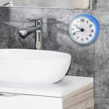 AYNEFY Reloj de Pared para baño, Impermeable, antivaho, Redondo, con Esfera Digital árabe, con Ventosa, para Espejo de Pared, para decoración del hogar (Rojo) - azul - Ver 8