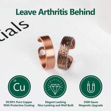 Jecanori 2PCS Copper Rings For Women Men,Magnetic Ther.Apy Copper Ring, Adjustable Jewelry Gift With Box (Vintage Flower|Uncoated Sleek){Inchcolor_nameinch:InchCopperinch} - 銅 - 查看 3