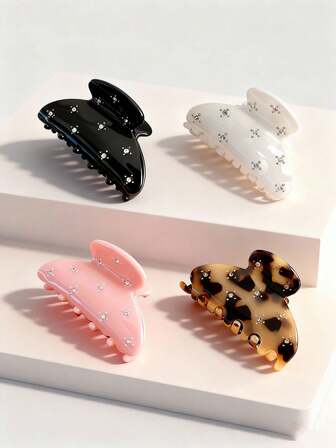 1 Stück Haarklammer für Damen mit Halbkreis-Strass, einfarbig & Vintage Leopardenmuster, minimalistischer Stern-Strass-Dekor Halbkreis-Haarklammer, Herbst-Winter Haarzubehör geeignet für Damen und Mädchen, Alltagsmode, Urlaub, Geschenke, für dickes und dünnes Haar, Hochsteckfrisuren Haarklammern, Haarspangen, Haarklammern, Haarzubehör