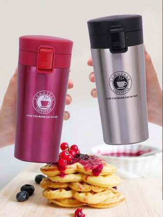 1 pieza Taza de café portátil clásica de 380/510ml, taza de café de viaje, taza de café de acero inoxidable, taza de café aislada, botella de agua aislada, vaso aislado de doble pared de acero inoxidable, botella aislada con revestimiento antideslizante, taza refinada de alta gama para leche, café, té, jugo, taza aislada para todas las estaciones