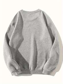 Women's Casual Long Sleeve Sweatshirt, Tom Turkey Thanksgiving Graphic, Knit Polyester, Round Neck, Cartoon Print, Loose Fit, Spring/Autumn Fashion - Màu Xám nhạt - Xem 2