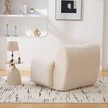 42" Wide Oversized Chenille Accent Chair – Deep Seat Single Sofa With Ergonomic Support – No Assembly Required Plush Reading Chair For Living Room, Bedroom & Dorm (Cloud-Like Cushion, Breathable Fabric, 350lbs Capacity) Sofa  And  Loveseat - 42吋-米色-雪尼爾裝飾椅子 - 查看 6