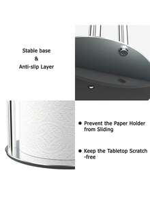 1pc Paper Towel Holder Countertop , Premium Stainless Steel Kitchen Roll Dispenser, Easy To Install,Countertop Roll Organizer With Weighted Base - Multicolor - View 5