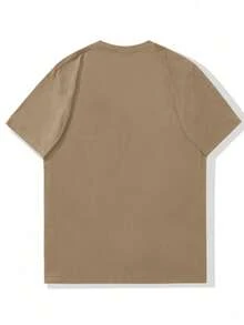 Una camiseta navideña nueva, informal y elegante para hombre, hecha 100 % de algodón. Esta ligera camiseta de verano es perfecta para fiestas de disfraces y para el día a día. Su cuello redondo y su capacidad para lavar a máquina la convierten en la opción ideal para las celebraciones navideñas. Su llamativa letra facilita su cuidado, ideal para las compras navideñas. - Caqui - Ver 2