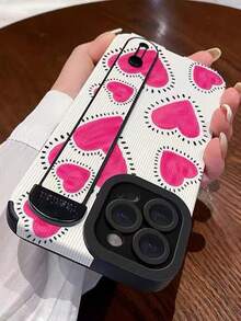 1pc Heart & Floral Pattern Painted Protective Phone Case, Shockproof Cover Compatible With Apple 11, 12, 13, 14, 12 Pro Max, 13 Pro Max, 15, 15 Pro, 15 Plus, 15 Pro Max, 16, 16 Pro, 16 Plus, 16 Pro Max, 17, 17 Pro, 17 Air, 17 Pro Max, Ideal Gift - Multicolor - View 5