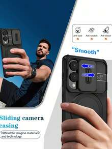 1 pieza Funda de teléfono con carga inalámbrica magnética premium anti-caída con soporte, compatible con iPhone 11 12 13 14 15 16 17 Pro Max, S23 S24 S25, Oppo A55 A15 A35