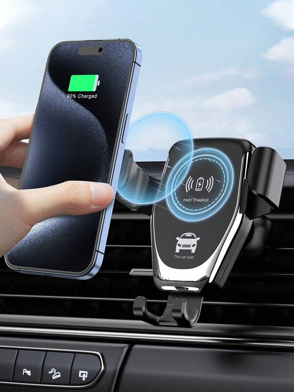 شاحن سيارة لاسلكي 15 واط مزود بمستشعر الجاذبية، متوافق مع تقنية Qi لأجهزة آبل والأندرويد، شاحن لاسلكي متوافق مع أجهزة آيفون 8/X/11/12/13/14/15/16