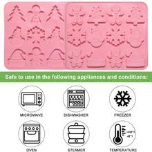 1 molde de silicone de Natal - design de 12 furos com formas de boneco de neve e biscoito de gengibre, perfeito para fazer chocolate, sobremesas e