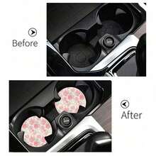 2pcs Car Cup Holder Coasters, Anti-Slip Shockproof Universal Fashion Car Coasters, Insert Interior Accessories, Party Gift - 杏色 - 查看 6