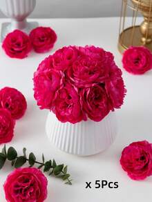 MEHELANY 38朵仿真牡丹花头，玫瑰红，丝绸般质感，适用于婚礼派对装饰、蛋糕装饰、家居客厅餐桌装饰、万圣节装饰、圣诞节装饰、秋季派对装饰、丰收餐桌中心装饰、圣诞树/花环装饰 - 玫紅色 - 查看 6