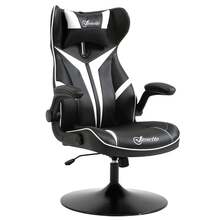 Vinsetto Gaming Chair Ergonomic Computer Chair With Rocking Function Swivel Chair Height Adjustable Steel Black+White 67 X 75 X 106-112 Cm - White - View 1