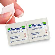 Toallitas desinfectantes Protec Caja con 100 Piezas 3cm x 6.5cm, Toallitas Limpiadoras Desinfectantes Desechables en Sobres Individuales Protec100 Unidades - Blanco - Ver 2