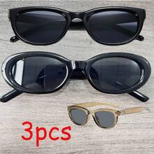 1/3 件复古椭圆形小框时尚眼镜，酷炫，PC 材质防风高端椭圆形时尚眼镜，防紫外线时尚修身影响者眼镜