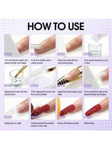 peacecolor 35pcs Acrylic Nail Art Kit, Includes UV Lamp And Nail Drill, Transparent Nude & Deep Pink Acrylic Powder Set, Base Gel, Top Coat, Nail Glue, Nail Decorations, Manicure Tools And Accessories, DIY Acrylic Nail Christmas Gift For Women - Multicolor - View 10