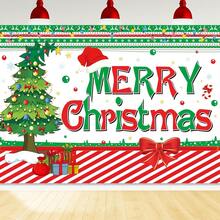 2D Flat Banner, 1pc Winter Christmas Happy Photography Background Cloth, Perfect For Wedding, Birthday, Outdoor, Party Decoration, Christmas Snow Scene Photo Booth Props