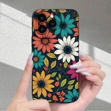 Funda de Teléfono con Patrón Floral de Margarita Colorida, Sensación Mate de Alta Gama, Nueva y Popular, Protección Completa de Lente, Antigolpes, Anticaída, Antihuellas, Adecuada para 16/15/14/13/12/11/X/XR/XS/8//SE Plus Pro Series, Puede Usarse como Regalo para Familiares, Hombres, Mujeres, Amigos - Colores mixtos - Ver 9