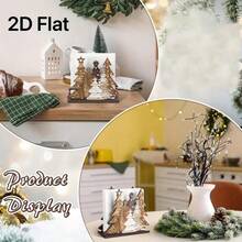 Christmas Wooden Tree Paper Towel Holder - Desktop 3D Tissue Stand, Napkin Base For Holiday Home Decor