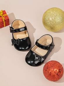 Elegant Mary Jane Princess Shoes For Baby Girls, Cute Bow Soft Bottom Comfortable Flat Shoes, Suitable For Parties, Festivals