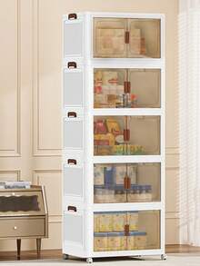3/4/5- Layers Storage Bins With Lids , Collapsible Storage Bins With Wheels Stackable Storage Bins, Foldable Plastic Storage Containers Box Closet Organizers And Storage Bins For Bedroom And Office - 白色 - 查看 4