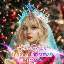 Snowflake Crown And Tiara Light Up Christmas Headbands Feather Costume Accessories For Women - 如圖 - 查看 6