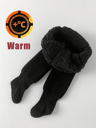 1 PAIO di collant termici spessi per ragazze, collant/calze per bambini e neonati, leggings opachi di colore unito, adatti per l'inverno