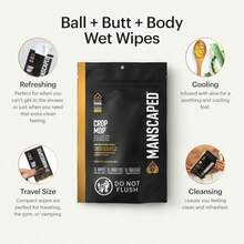 AFRT MANSCAPED® Crop Mop® On-The-Go Individually Wrapped Ball Wipes Anti-Chafing Male Hygiene Body Wipes Cleaning Wipe Designed For The Male Groin Area With Refreshing And Cooling Aloe Vera 15 Pack - 如圖 - 查看 2