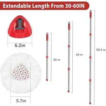 2 Spin Mop Head Replacement, 1 Base, 1 Mop Handle (30-58in) Combo Mops Set Compatible With OCedar EasyWring RinseClean Microfiber Mops (White (1- System))(New White-Centre 40% More (1-Tank System)) - Type3 - 查看 3