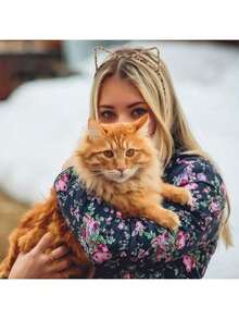 Cute 2pcsl Hollow Leopard Print Cat Ear Decoration - Halloween Party Costume Headband [Leopard Print Pattern Position Is Random], Headband, Headband, Headband, Christmas Gift  Plain  Leopard Print    Polyester    Animal - 咖啡棕 - 查看 4