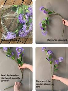 1 件丝绸布人造花 6 头长茎绣球花装饰，艺术风格简约紫色绣球花，适用于插花、花卉装饰、花瓶、花园、窗台、婚礼派对、家居装饰、节日装饰、情人节、感恩节、父亲节、开斋节、毕业典礼、求婚，31.49 英寸 - 紫色 - 查看 5