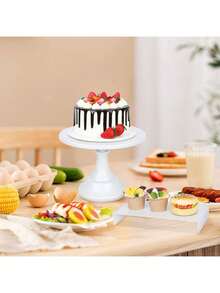 6PCS Cake Stand Set, Gold Metal Cake Stands For Party, Dessert Table Display Set, 3 Size Round Cake Pedestal Stand With Cupcake Risers Stands, Dessert Cake Holders For Weddings, Birthday, Baby Shower - 白色 - 查看 8